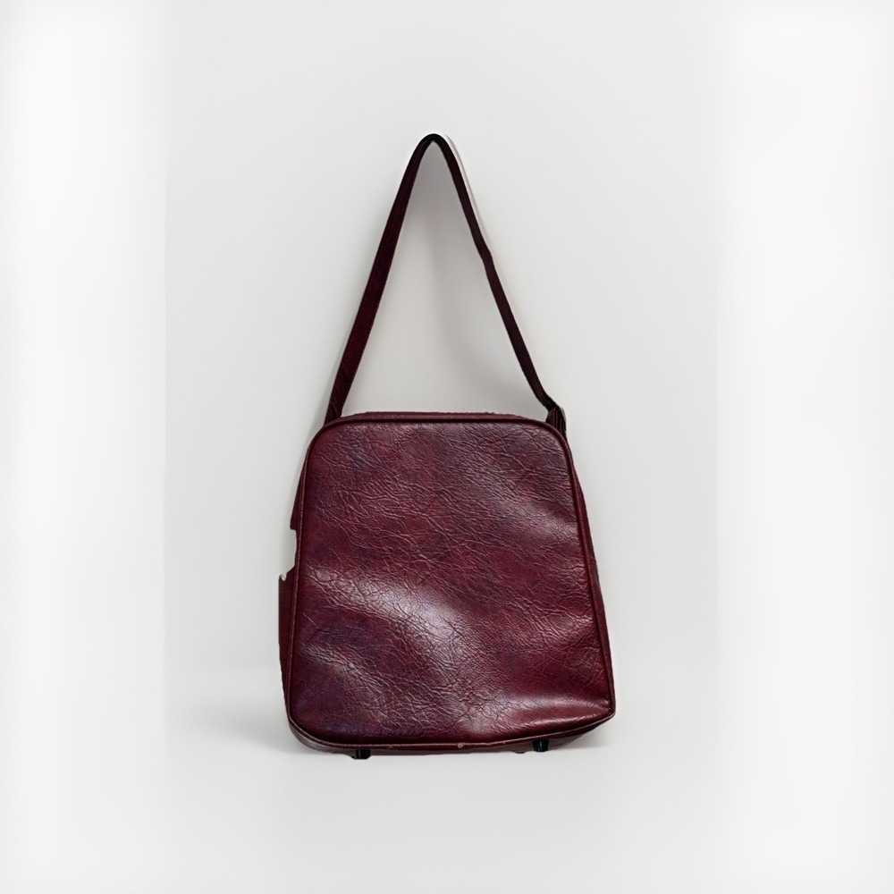 Samsonite Burgundy Leather Crossbody Shoulder Bag Vintage Organizer Purse Carry - Picture 3 of 8